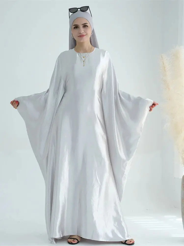 Eid Batwing Satin Shimmer Soft Crepe Abaya Dubai Luxury 2024 Islam Muslim Maxi Kaftan Dress Kebaya Abayas For Women Vestidos