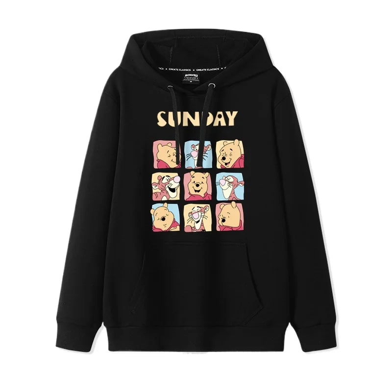 Cartoon Winnie the Pooh Mode einfacher Pullover Damen lockere und bequeme Kapuze vielseitige Paar Freundin Pullover Jacke