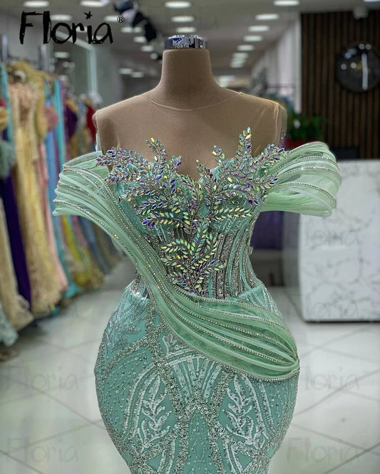 Floria Aso Ebi Rüschen Maxi Lange Party Kleid Südafrikanischen Luxus Frauen Prom Kleider für Hochzeit Vestidos De Fiesta Angepasst.