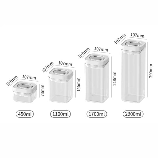 Airtight Food Storage Container with Pop Up Lid Plastic Clear Moisture-Proof Coffee Beans Cereals Jar Pantry Organizer Box.