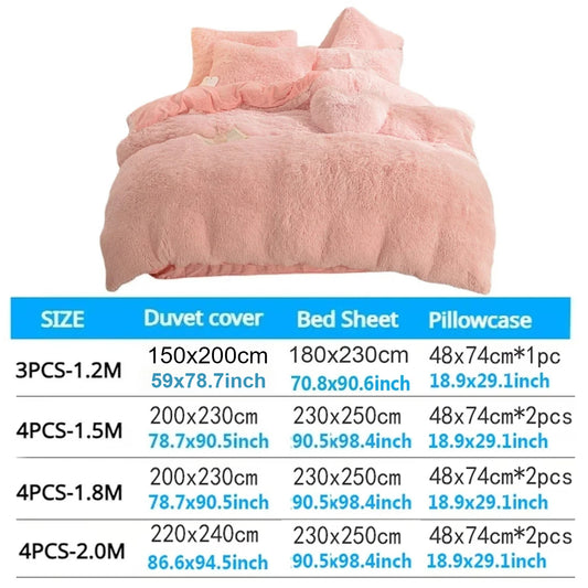 3/4PCS Luxurious Plush Duvet Cover Set – Cozy & Soft Bedding, Perfect for Bedroom Comfort, Ideal for Guest Rooms and Dorm Aesth.