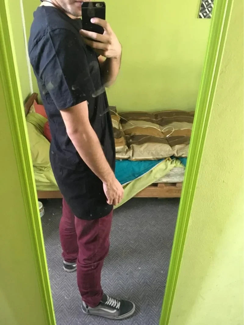 2025 Brand Men's Cotton Clothing White Long T Shirt Hip Hop Men T-Shirt Extra Long Length Man Tops Tee Long Line Tshirt For Male