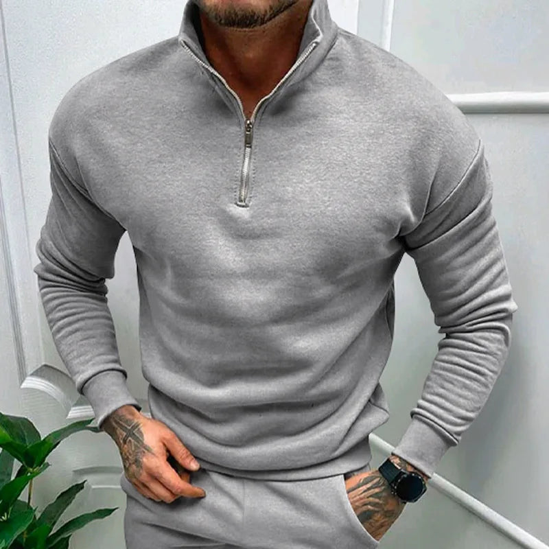 Autumn Thick Warm Knitted Sweaters Comfy Clothing Half Zip Fleece Winter Coat Solid Long Sleeve Turtleneck Shirts Pullover Men.