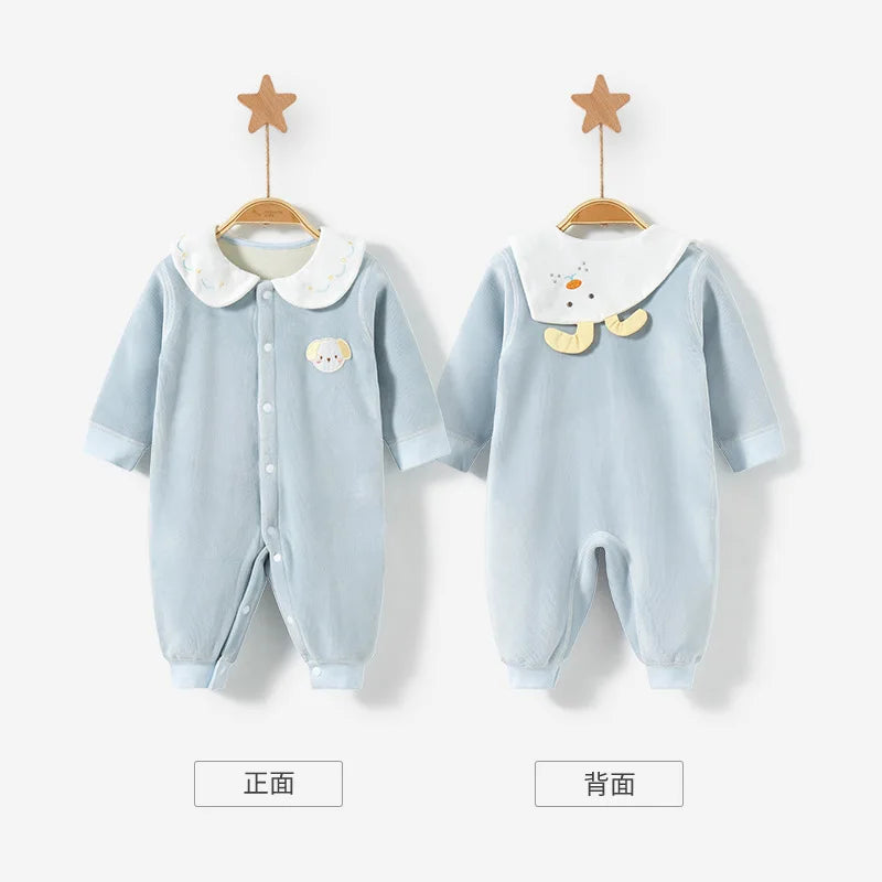 Baby-Body, ausgehend, warm und gezupft, Herren- und Damen-Herbstkleidung, Säuglingsspielanzug-Set, Herbst und Winter