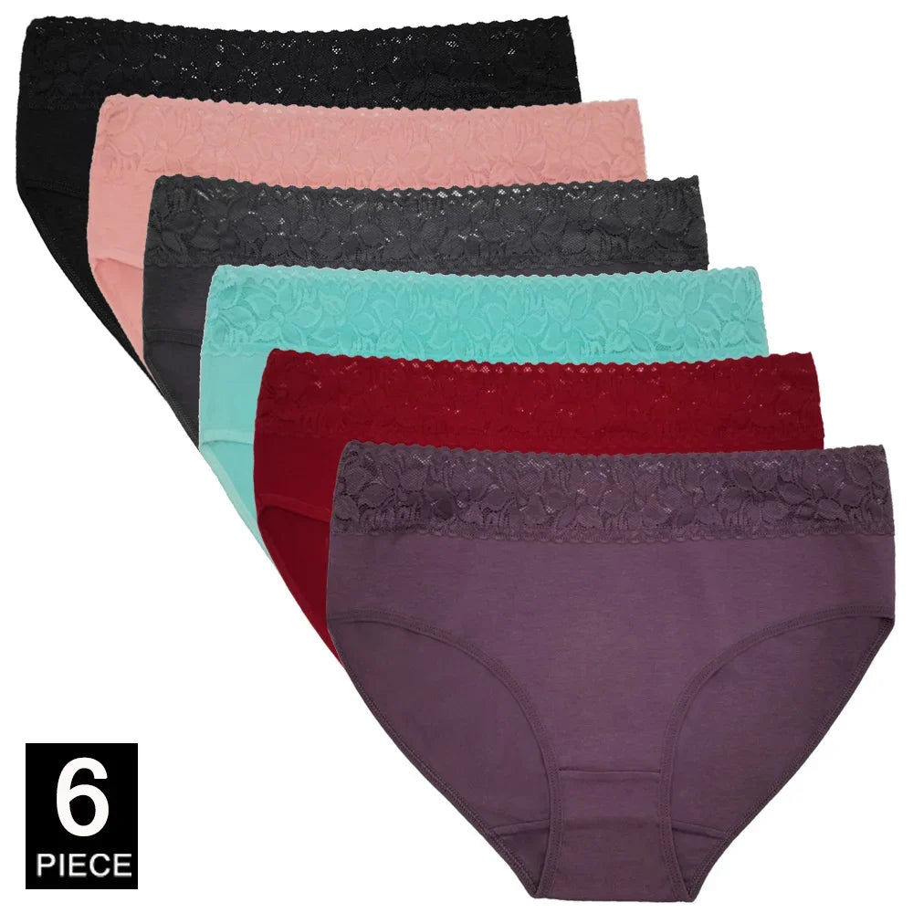 Cotton Underwear Women Panties Plus Size Briefs Female Knickers Lady Lingerie High Waist Wide Belt Underpants 6 Pieces/Lot.