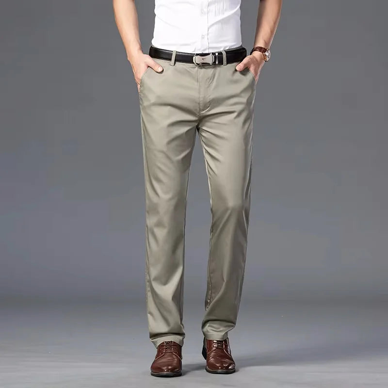 Spring Summer Thin Business Casual Pants Mens Straight Stretch Korean Classic Office Trousers Fashion Male Clothing Size 28-40.