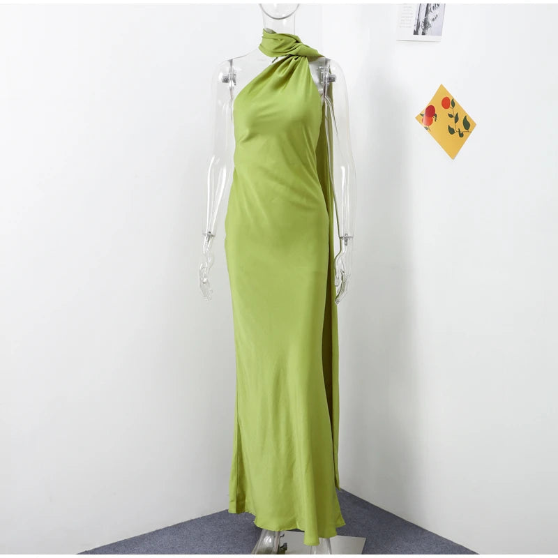 Elegante Feste Band Frauen Halfter Kleid Off Schulter Ärmellose Backless Dünne Weibliche Maxi Kleider 2025, Sommer Neue Chic Dame Robe