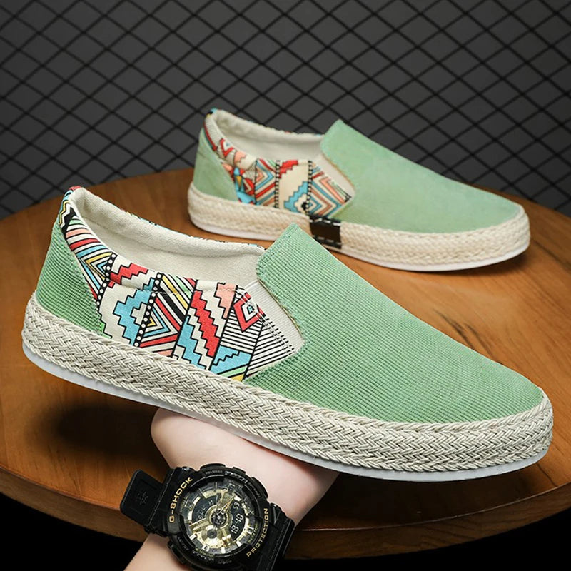 2023Men Turnschuhe Casual Sommer Low-top Cord Schuhe Fischer Schuhe Faul Schuhe Slip-on Tuch Schuhe Trendy männer Schuhe