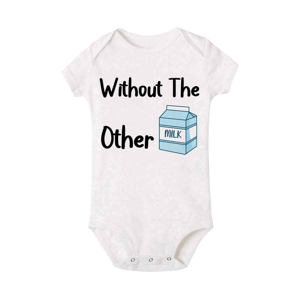 Zwillings-Body kann niemandem ohne den anderen Baby-Strampler haben. Lustiger Milch- und Keks-Zwillings-Bodysuit. Niedlicher Baby-Overall für beste Freunde