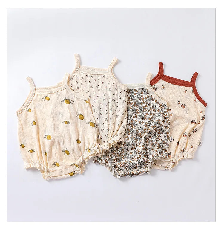 0-24m Neugeborenes Kind Baby Stram pler Mädchen Jungen Sommerkleid ung ärmel los schulter frei Overall niedlichen süßen Bodysuit Outfit