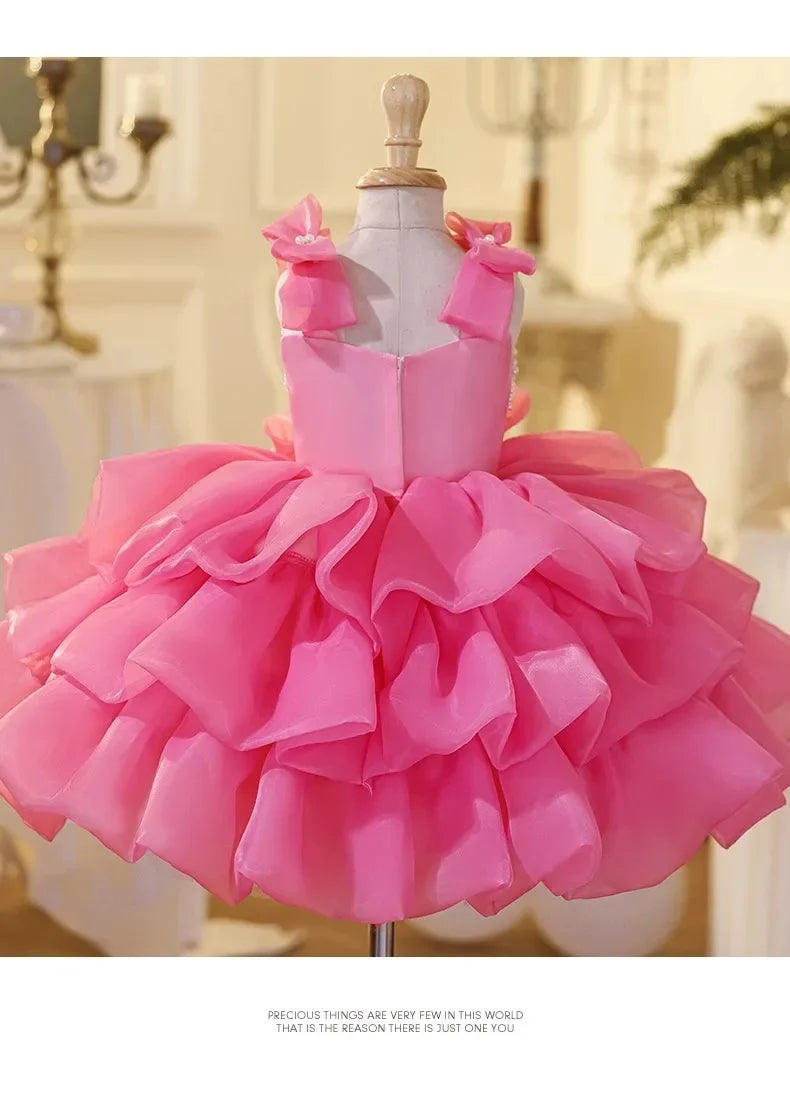 2025 Prinzessinnenkleid zum ersten Geburtstag für Mädchen, neue Hochzeit, Blumenmädchen, Klavieraufführung, Host-Kleid, Party-Kleidung, Outfits, passendes Bankett