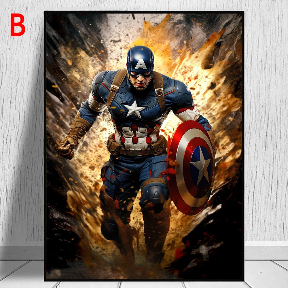 Miniso Disney Marvel The Avengers Spiderman Poster Iron Man Hulk Captain America Hulk Canvas Painting Wall Art Prints Home Decor.