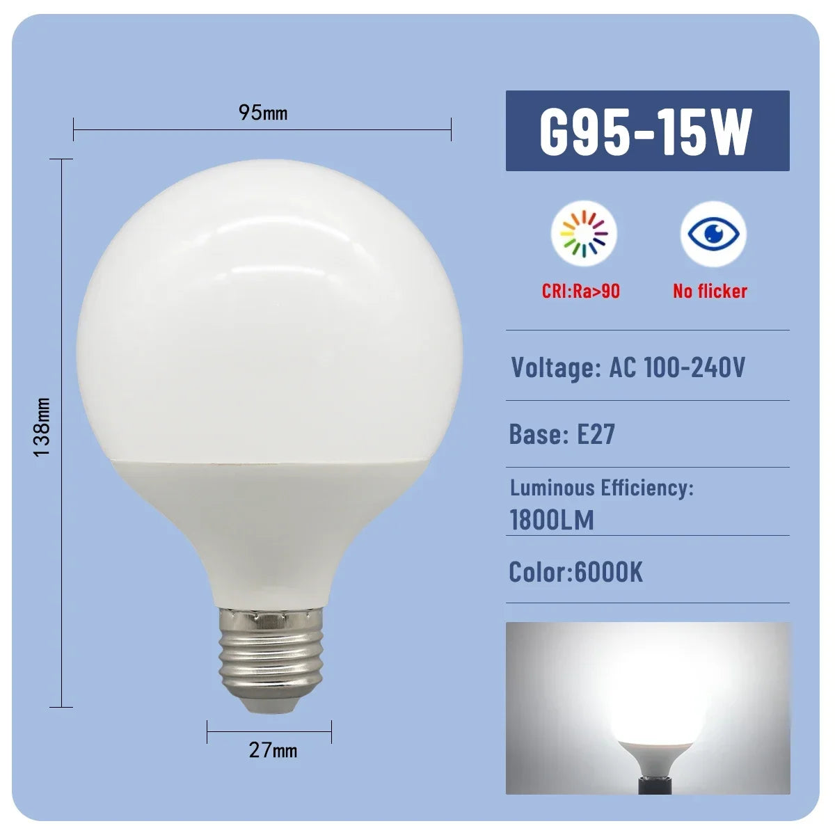 1-6PCS E27 Led-lampe 10W 15W 18W AC 220V 110V G80 G95 G120 energiesparende Globale Licht Lampada Ampulle led Lampe Eitelkeit Glühbirnen