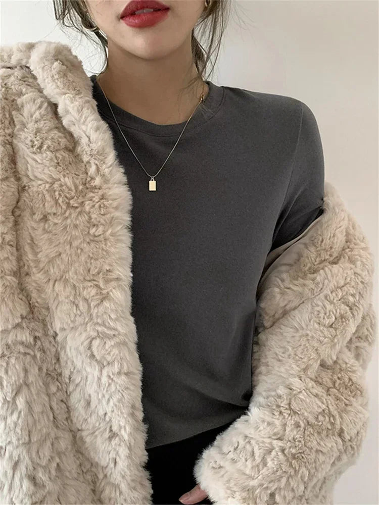 Winter Frauen Pullover T Shirt Frauen Oversize T-Shirt Frau Kleidung Weibliche T Tops Pullover Langarm Rohr Gestrickte T-shirt Top