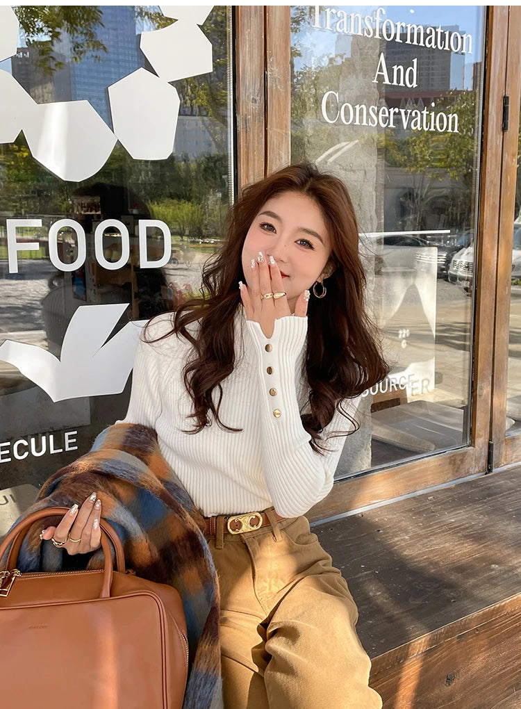 Herbst Winter Pullover Frauen Pullover Langarm Tops Kleidung Schlank Stricken Weiche Jumper Streetwear Taste Rollkragenpullover