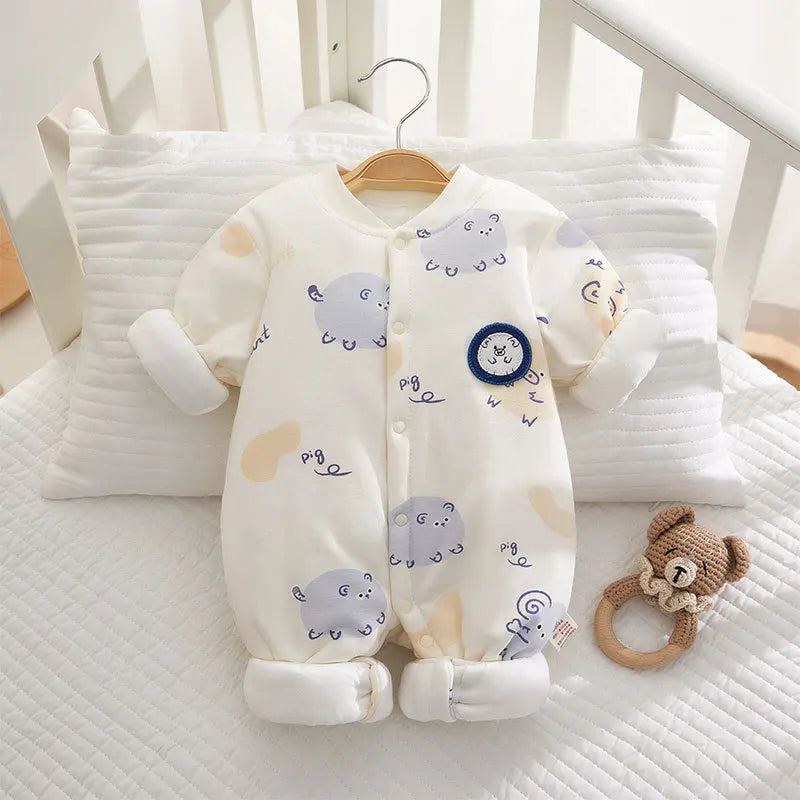 Somenie Neugeborenen Baby Onesie Verdickte Winter Reine Baumwolle Baby Body Warme Baumwolle Winter Niedlich Gedruckt Jungen Mädchen Onesie.