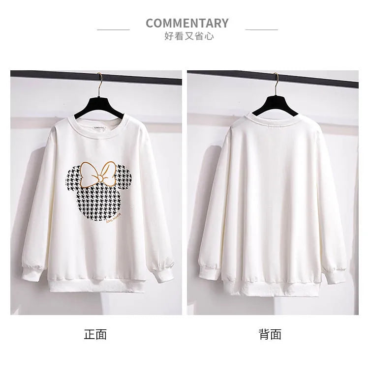175Kg Plus Größe frauen Fehlschlag 170 Frühling Herbst Neue Lose Rundhals Cartoon Sweatshirt Schwarz Weiß 6XL 7XL 8XL 9XL 10XL 11XL