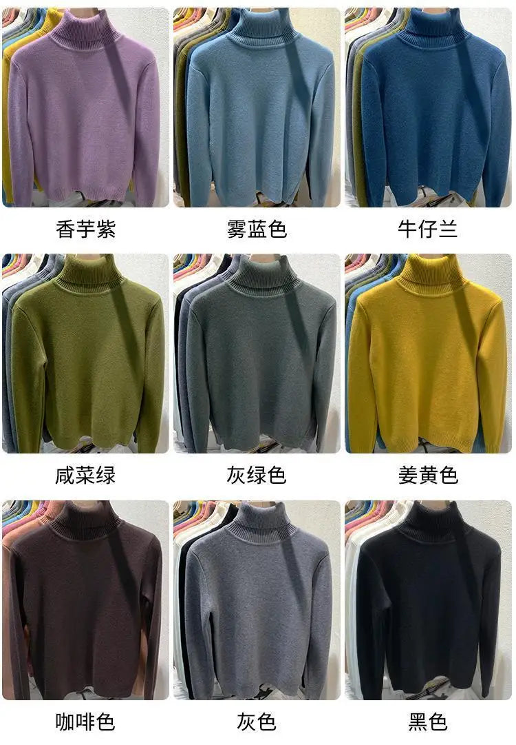 2025 neue Verdicken Hohe Kragen Pullover frauen Pullover Top Winter Warme und Weiche Einfarbig Inneren Tragen Bodenbildung Shirt