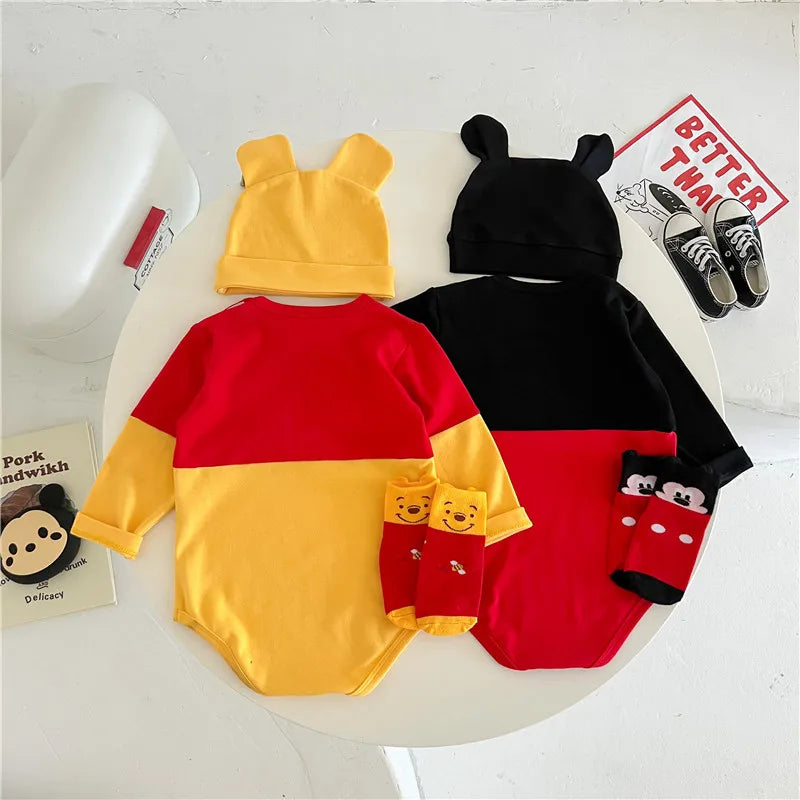 Winnie The Pooh Bär Baby Body Neugeborenen Langarm Strampler Kleinkind Jungen Mädchen Overall Kleidung K3529
