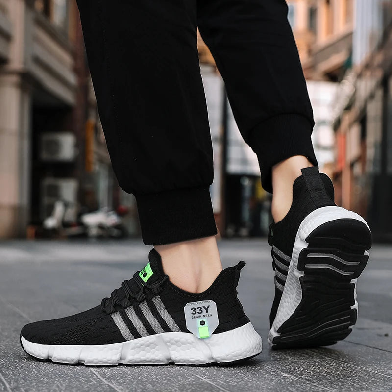 Atmungsaktives Mesh Männer Schuhe Trendy Leichte Fuß Wohnungen Plus Größe Männliche Tennis Turnschuhe Laufen Outdoor Fitness Schuhe 2024