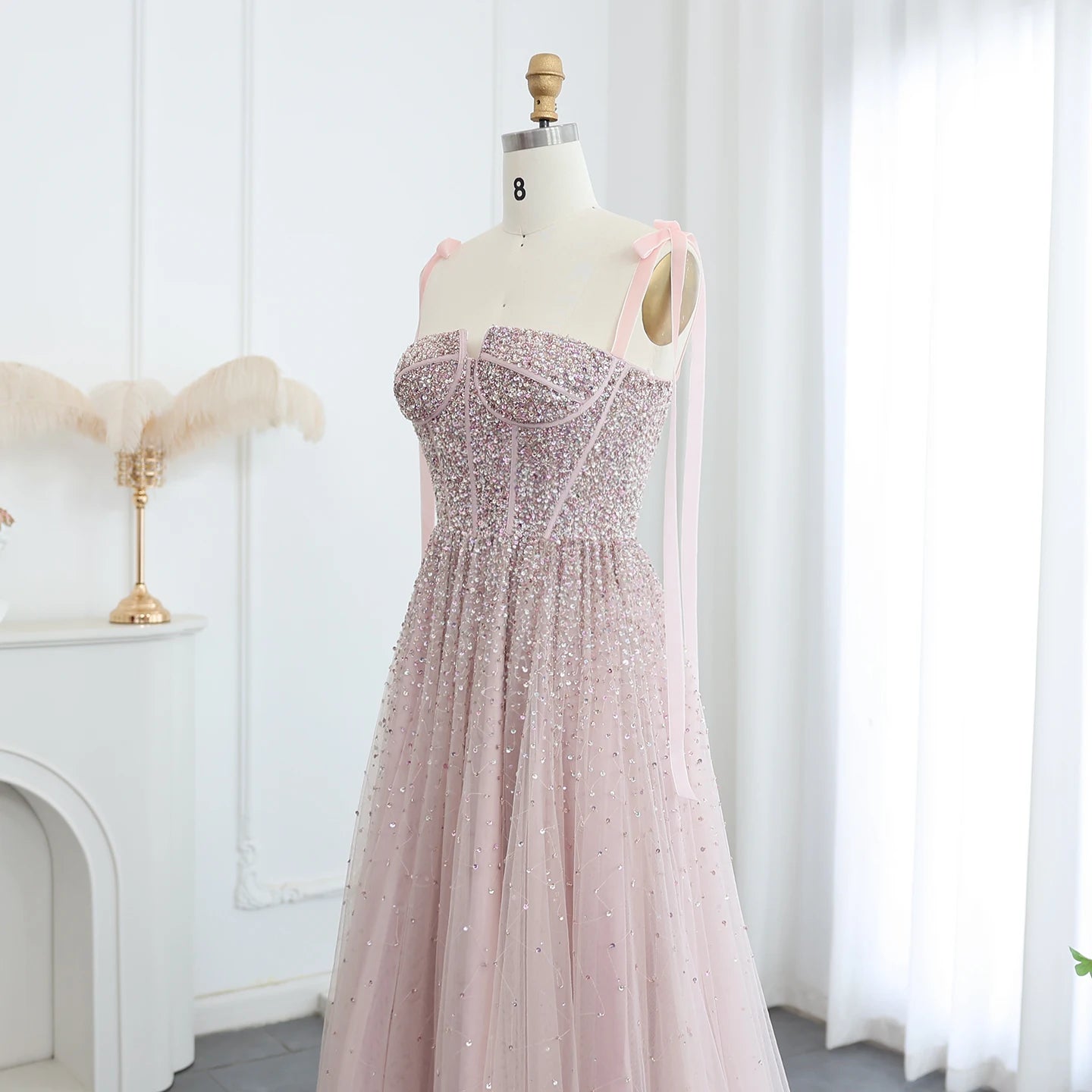 Sharon Said Luxus Perlen Blush Pink Dubai Abendkleid mit Trägern Weinrot Arabisch Arabisch Hochzeit Party Kleid SS263 Maßgeschneidert