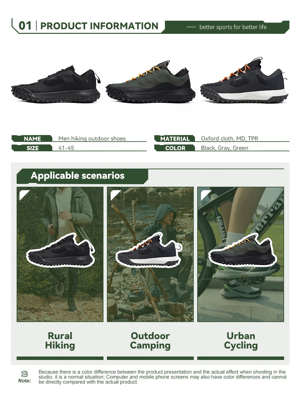 Baasploa Wanderschuhe Herren Outdoor Wasserdicht Camping Beständig Rutschfeste Turnschuhe Männlich Lässig Leichte Schnür-Wanderschuhe