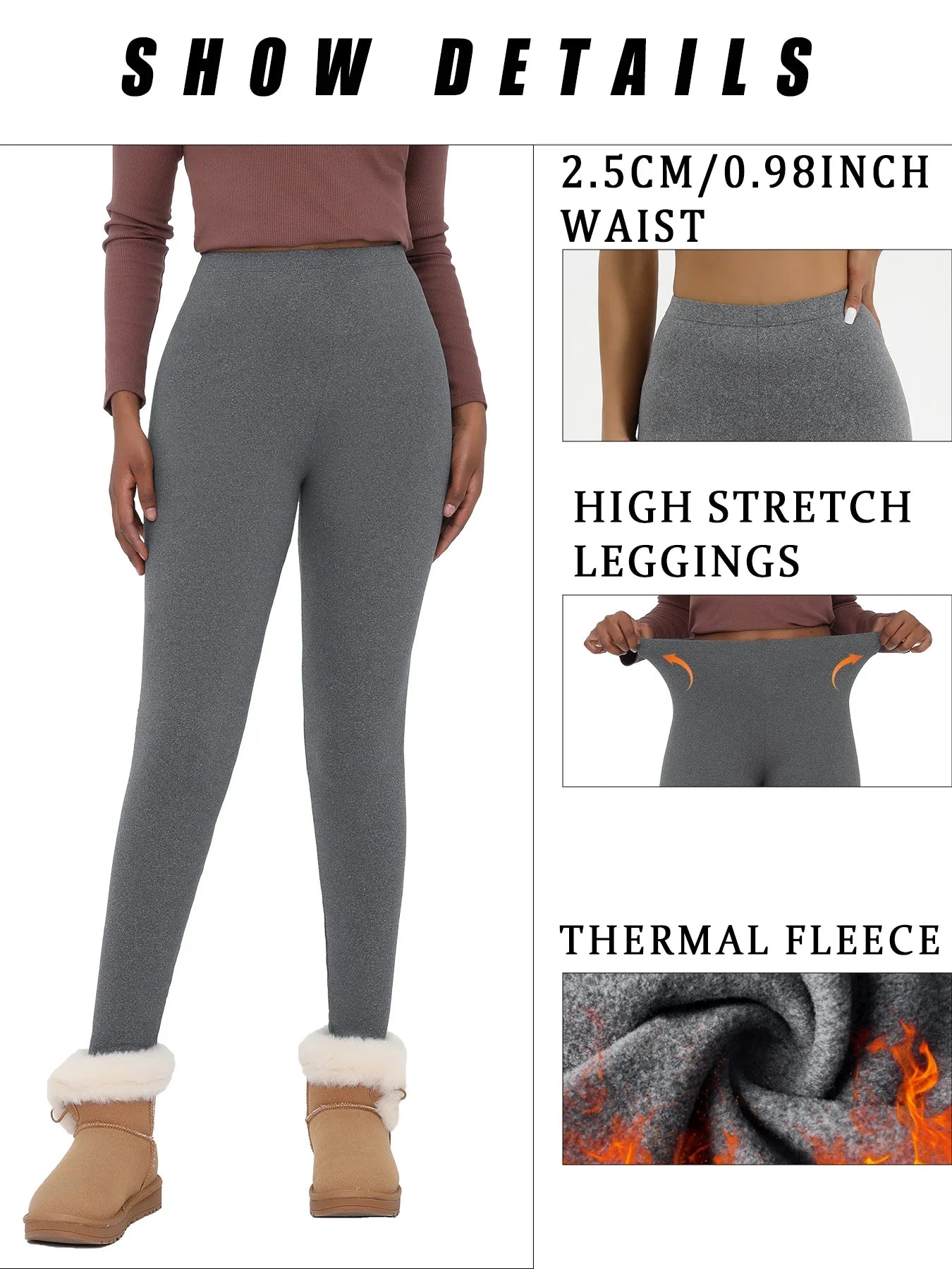 Superweiche, mit Fleece gefütterte Leggings für Damen, Workout, Yoga, Laufen, Thermo-Warmhose für kalten Winter