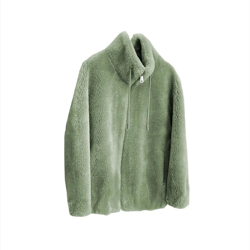 Frauen Winter Doppel Korallen Fleece Warme Mantel Stehkragen Plüsch Dicken Mantel Weibliche Mode Casual Langarm Zipper Kleidung