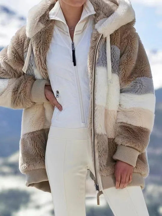 Übergroße Jacke für Frauen 2023 Neue Herbst Winter Warme Plüsch Tasche Mit Kapuze Streetwear Lose Dame Oberbekleidung Mantel Roupas Feminina