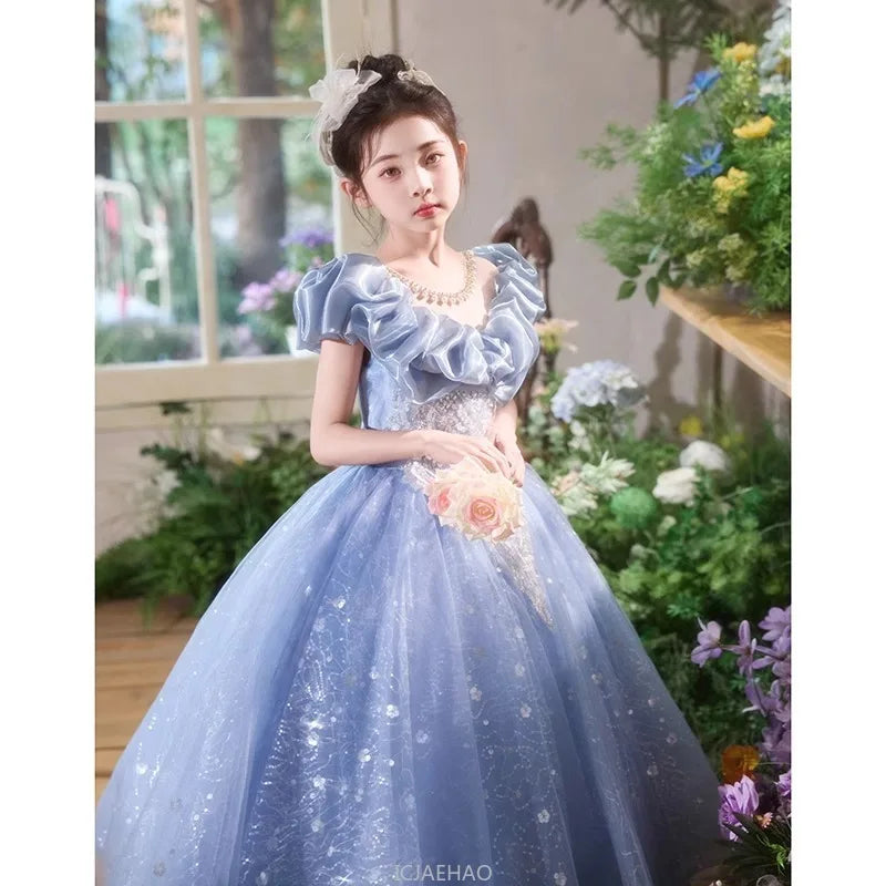 Elegangt Mädchen Abendkleid Luxus Prinzessin Kleid Geburtstag Party Pageant Outfit Kinder Klavier Rezitieren Leistung Formelle Kleidung