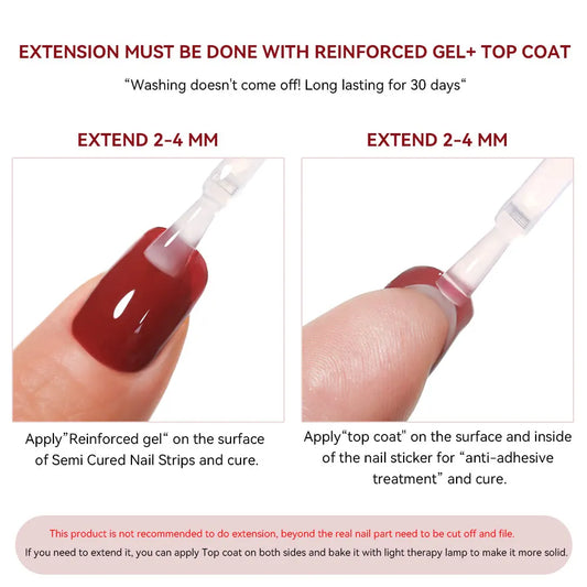 Harunouta Gradient Semi Cured Gel Nail Sticker Long-Lasting UV Nail Sticker UV/LED Extension Gel Nail Foil Gel Polish Full Cover.