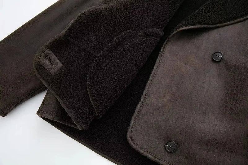 MUJER 2025 Frau Dicke Faux Leder Jacken für Frauen Herbst Winter Warme Mäntel Weibliche Demi-saison Plüsch Jacke Frauen Outer