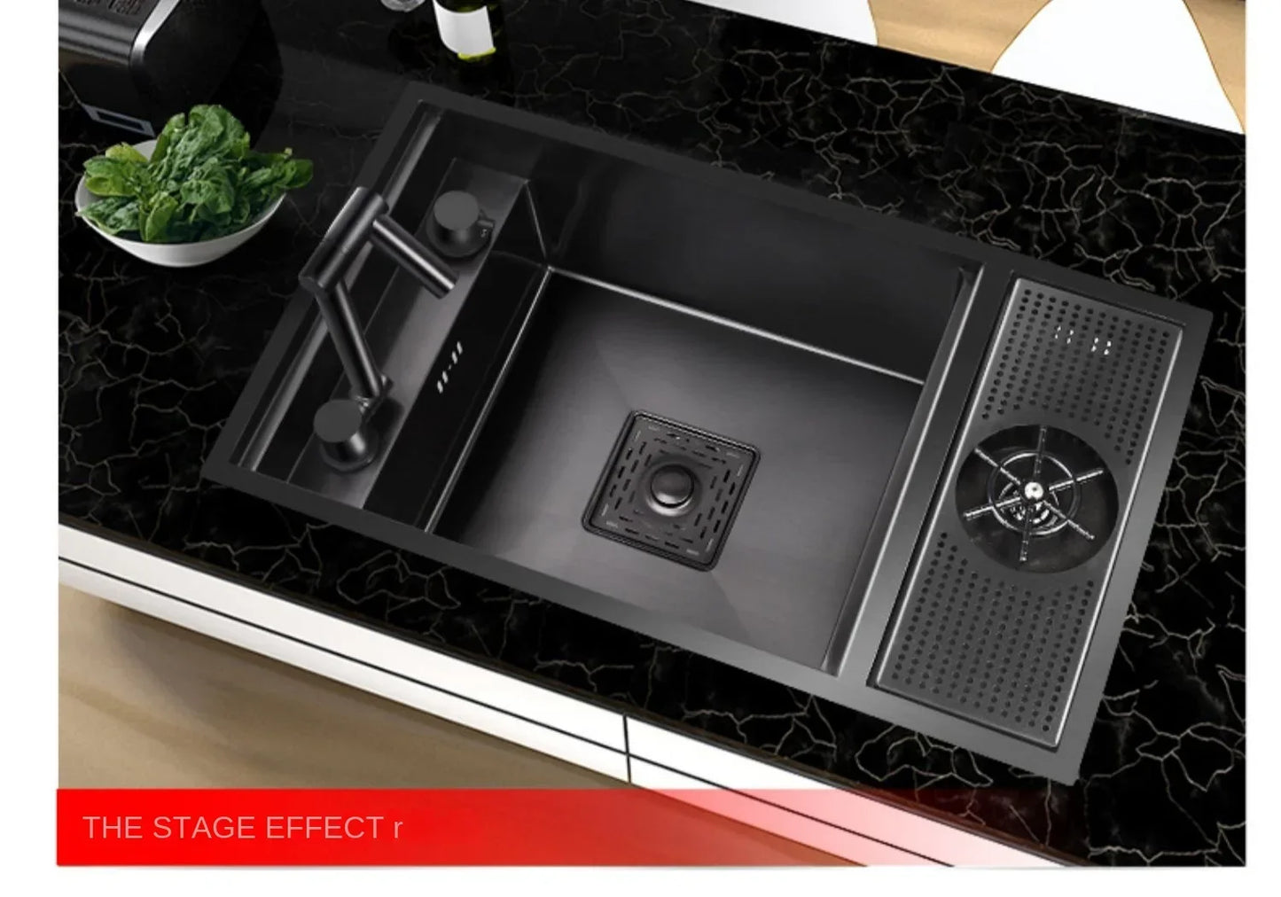 55 cm x 32 cm, 304 Nano-Edelstahl, versteckter Waschbecken-Klapphahn mit großem Einzelschlitz und Abdeckplatte, Bartheke, Tassenscheibe