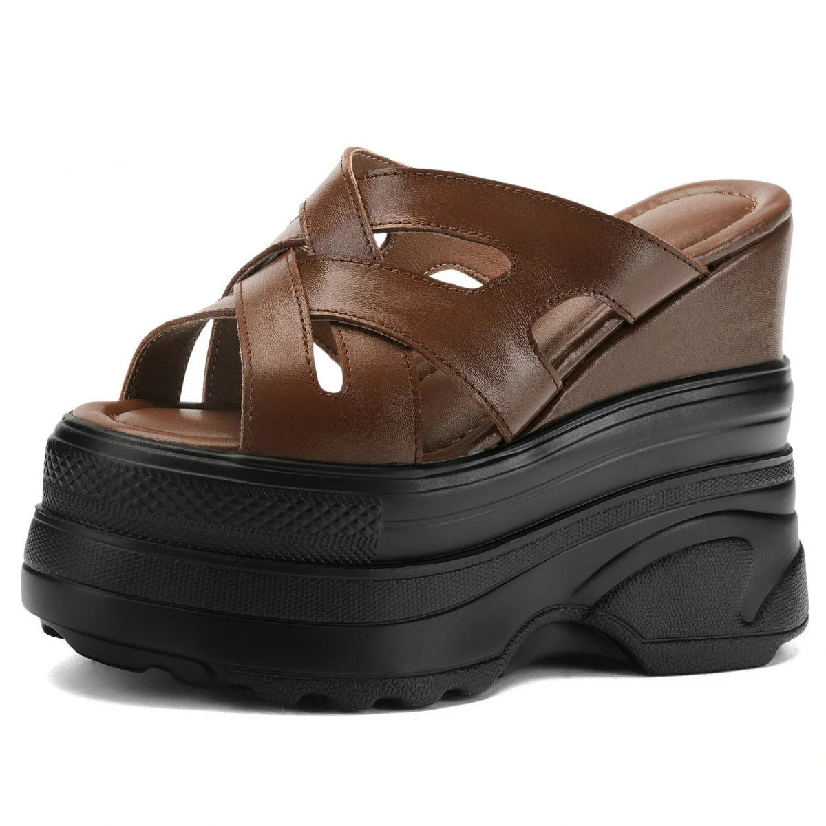 Plus Size 46 47 Gladiator Sandals Women Size 45 Genuine Leather Wedges High Heel Mules Summer Platform Pumps Big Size 44 Shoes.