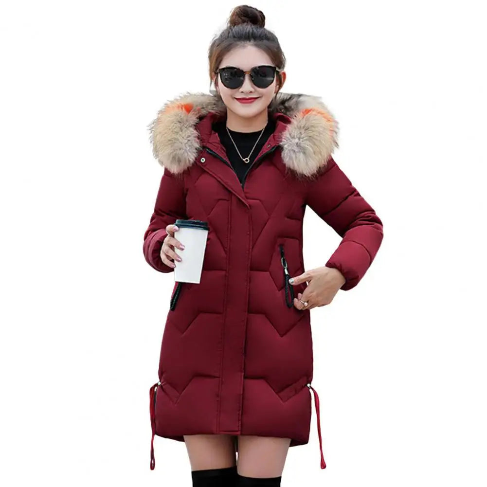 Mode Mäntel Winter Jacke Frauen Parka Neue 2024 Mit Kapuze Lange Weibliche Mantel Einfarbig Winddicht Outwear Parka