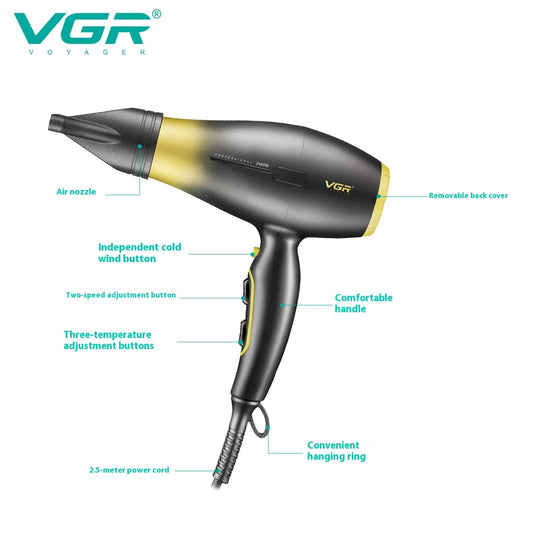 VGR2000-2400W ultra large wind power hair dryer, quick drying hair styling hair dryer, dormitory home gradient hair dryer V-461
