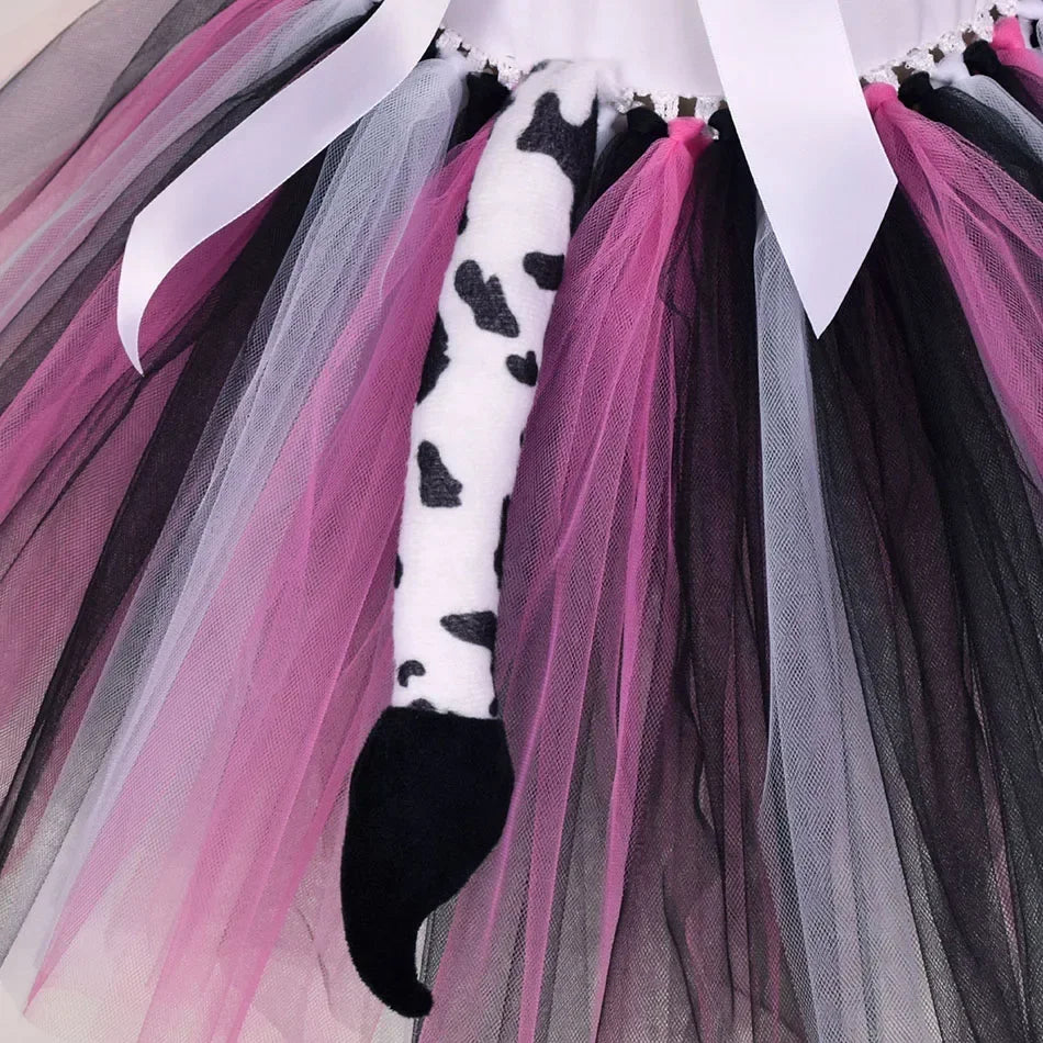 Halloween Tier Cosplay Kostüm für Kinder Wald Thema Kühe Tiger Giraffe Leopard Zebra Tutu Kleider Performance Tanz Sets