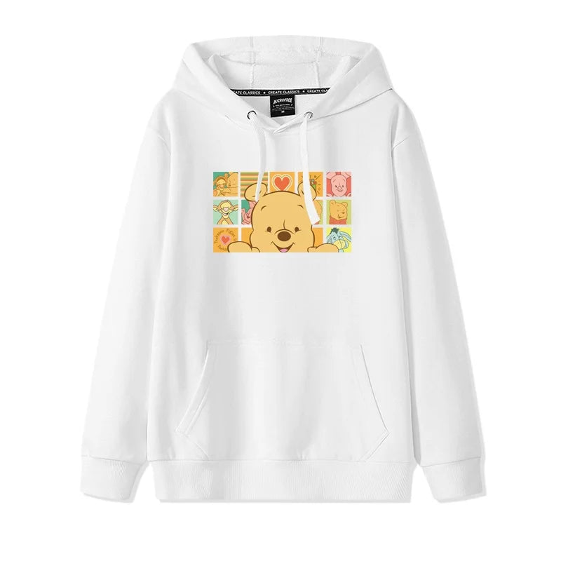 Cartoon Winnie the Pooh Mode einfacher Pullover Damen lockere und bequeme Kapuze vielseitige Paar Freundin Pullover Jacke