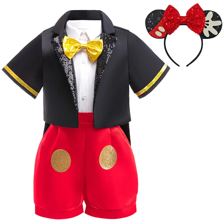 Disney Mickey Minnie Maus Polka Dot Cosplay Baby Mädchen Jungen Kostüm Kinder Maskerade Kleidung Kinder Halloween Karneval Kleid