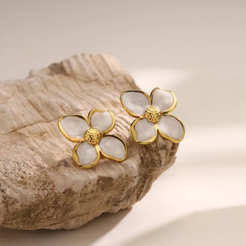 Cazador 2Pcs Flower Women's Earrings Stainless Steel Stud Earrings Jewelry Trend 2025 Party Wedding Birthday Gifts New Wholesale.