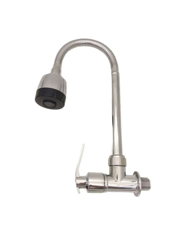 Kitchen Faucet Wall Mount 2 Function Hot and Cold Water Sink Faucet 360 Degree Rotating Sprayer Faucet Bathroom Accessory