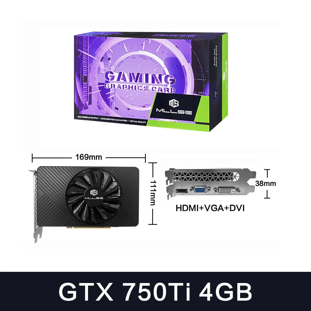 MLLSE GTX 750Ti 4GB Graphics Card GDDR5 128Bit HDMI DVI VGA PCI-E 3.0 Geforce GPU Gtx 750ti Gaming Video Card Placa De Video.