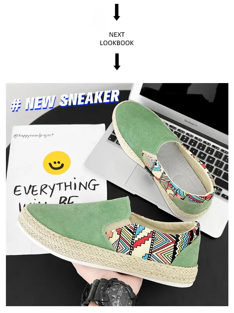 2023Men Turnschuhe Casual Sommer Low-top Cord Schuhe Fischer Schuhe Faul Schuhe Slip-on Tuch Schuhe Trendy männer Schuhe