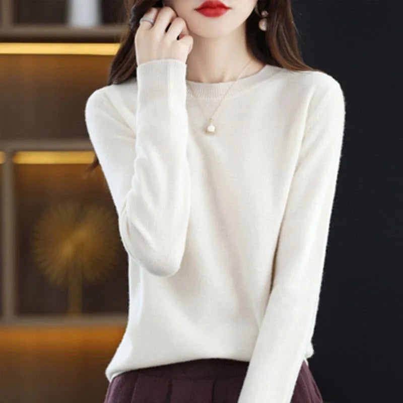 Frauen Pullover Oansatz Herbst Winter Grundlegende Pullover Warme Casual Pulls Jumper Koreanische Lange ärmeln Solide Strickwaren Bodenbildung Shirt