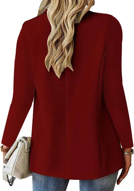 Übergroße Damen-Blazerjacke, Business-Anzug, Mantel, Revers, lange Ärmel, einfarbig, Knopf, lässig, elegant, Mantel, trendige, lockere Oberbekleidung