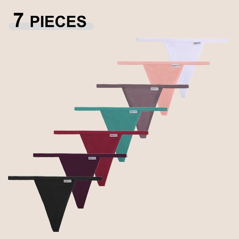 7Pcs/Set Women’s Sexy Panties Seamless Cotton Low Rise Thongs Fashion Solid Color Soft Breathable Underwear Female Cozy G-string