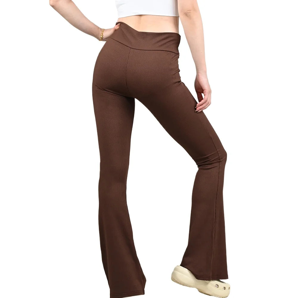 Frauen Flare Leggings Yoga Hosen Famale Hohe Taille Fitness Hosen Mädchen Schlaghosen Yoga Hosen Stretch Gym Casual Sport S-XL