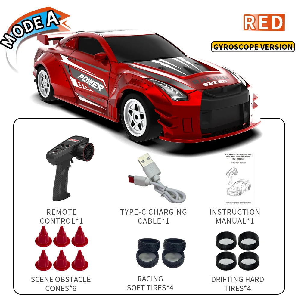 1:43 2.4G 4WD RC Drift Car with Gyroscope Fullly Proportion Remote Control Car JJRC C8827 Mini Racing Car Model Boy Toy Gift