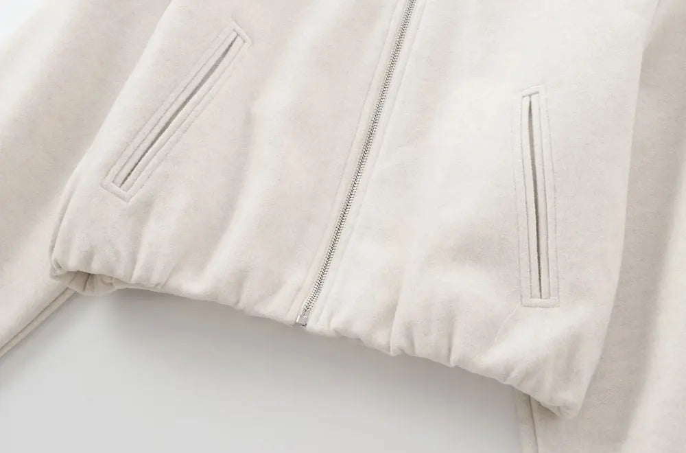 TRZA-Übergroße weiche Bomberjacke für Damen, Langarmmantel, Reißverschluss vorne, Damenoberbekleidung, schicke Oberteile, Mode