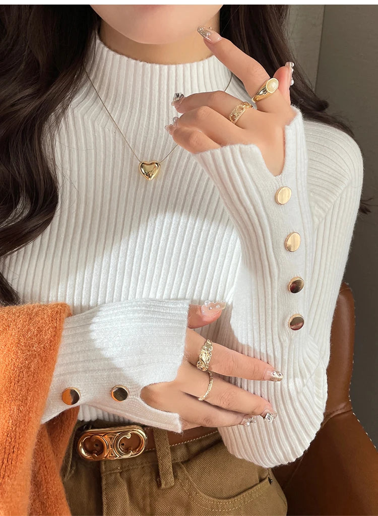 Herbst Winter Pullover Frauen Pullover Langarm Tops Kleidung Schlank Stricken Weiche Jumper Streetwear Taste Rollkragenpullover
